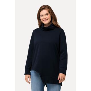 Ulla Popken  Sweat-shirt long en coton bio. Découpe, manches longues et col montant. 