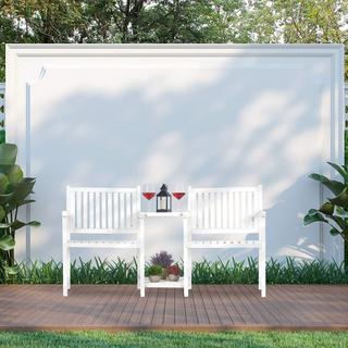 B2X Banc de jardin blanc avec table  