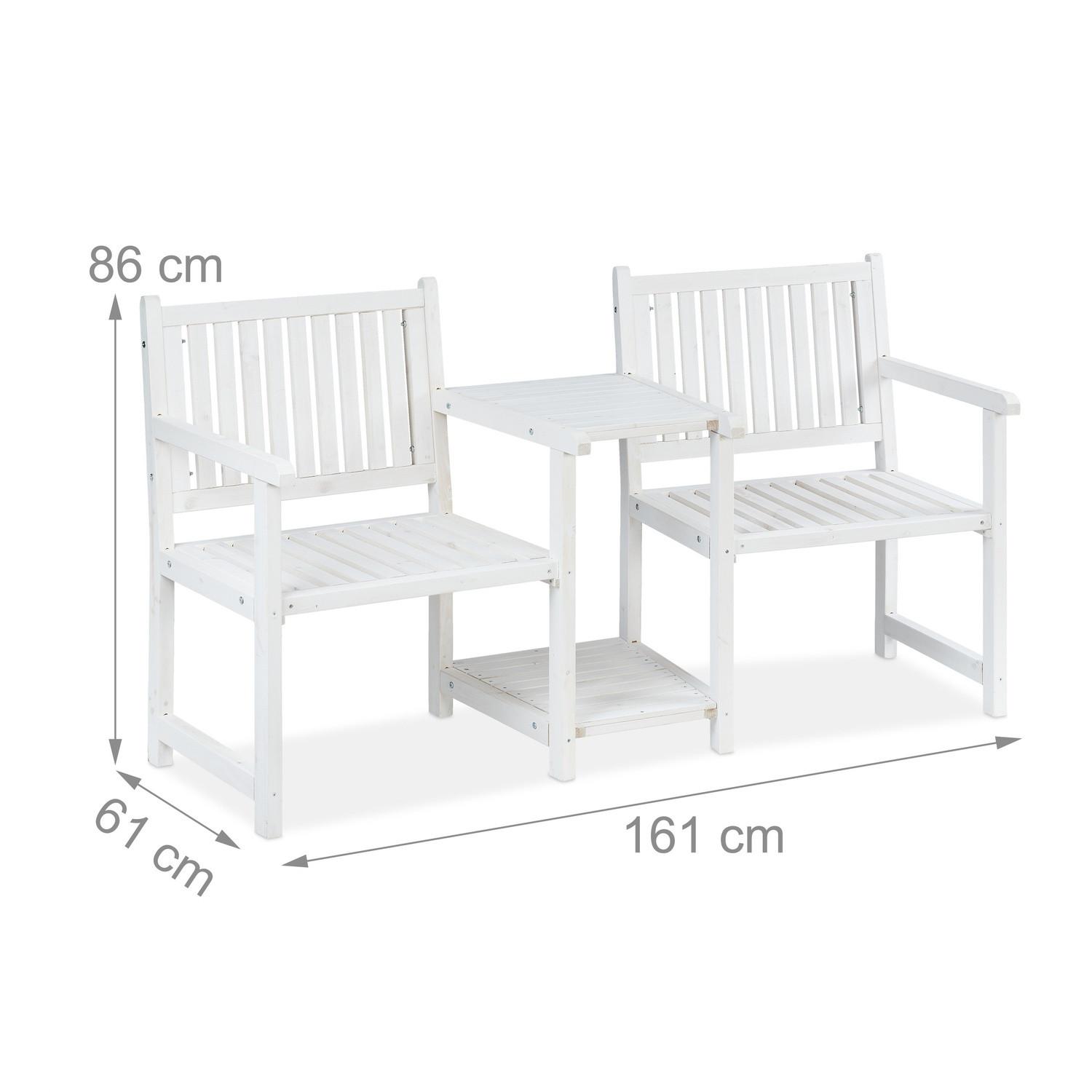 B2X Banc de jardin blanc avec table  