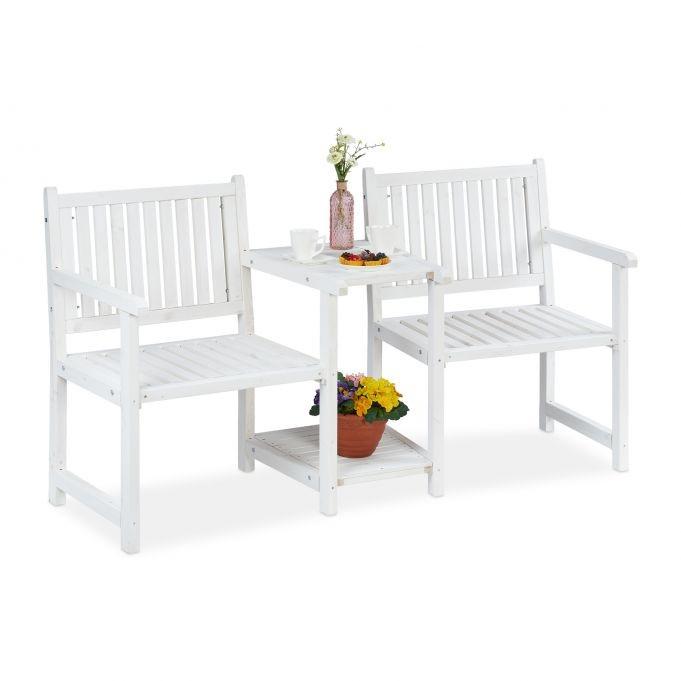 B2X Banc de jardin blanc avec table  