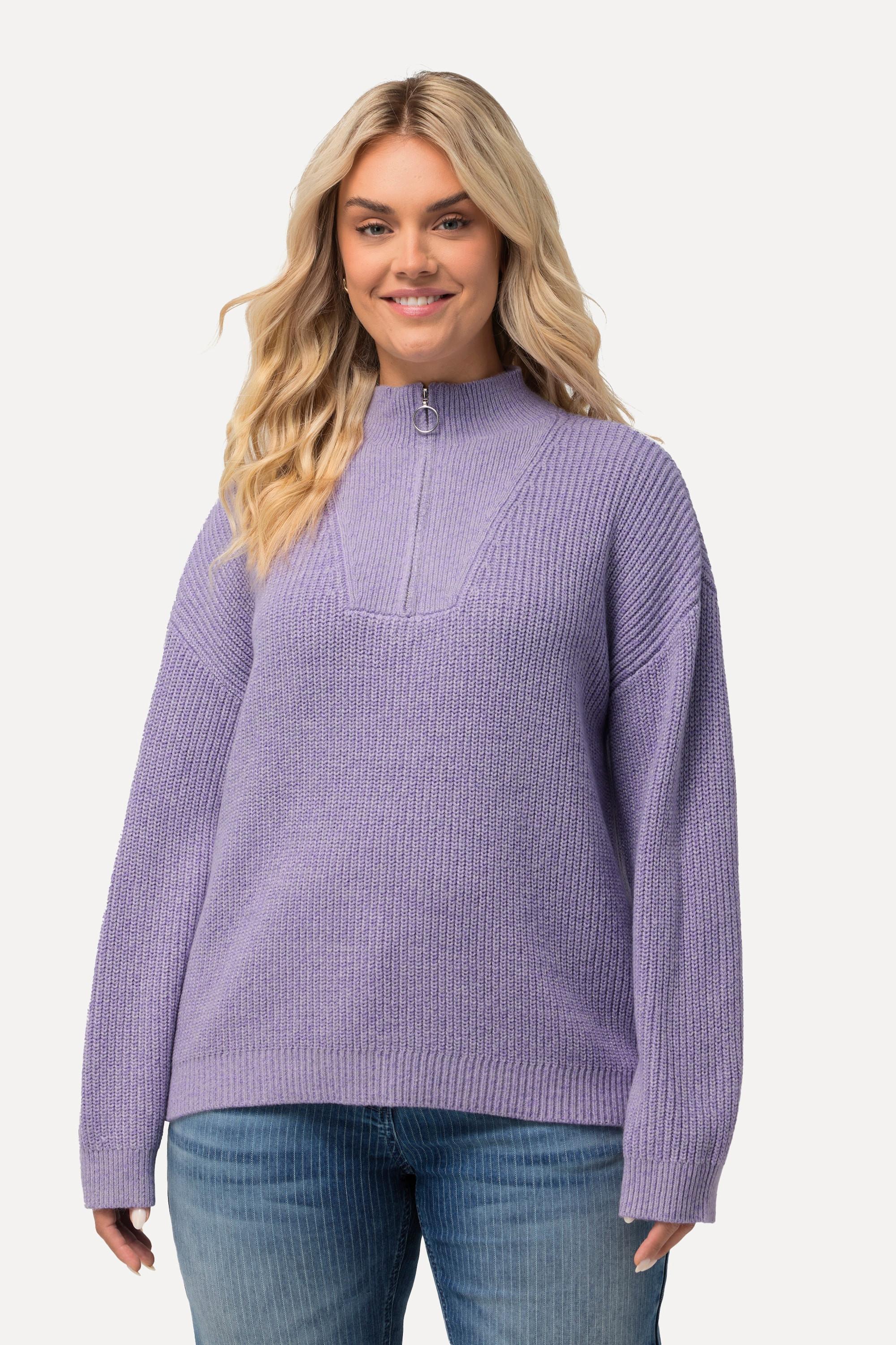 Ulla Popken  Maglione polo dal taglio oversize con maniche lunghe 