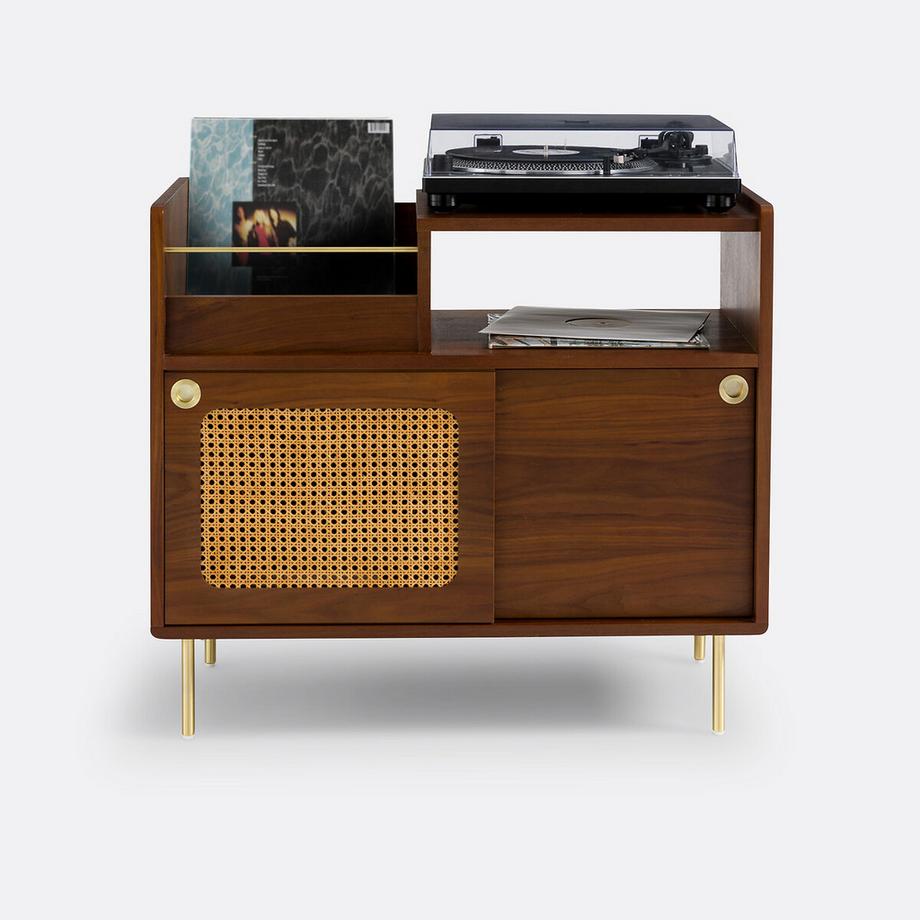 La Redoute Intérieurs Vinyl-Möbel Redpop aus Nussbaumfurnier und Rattan  