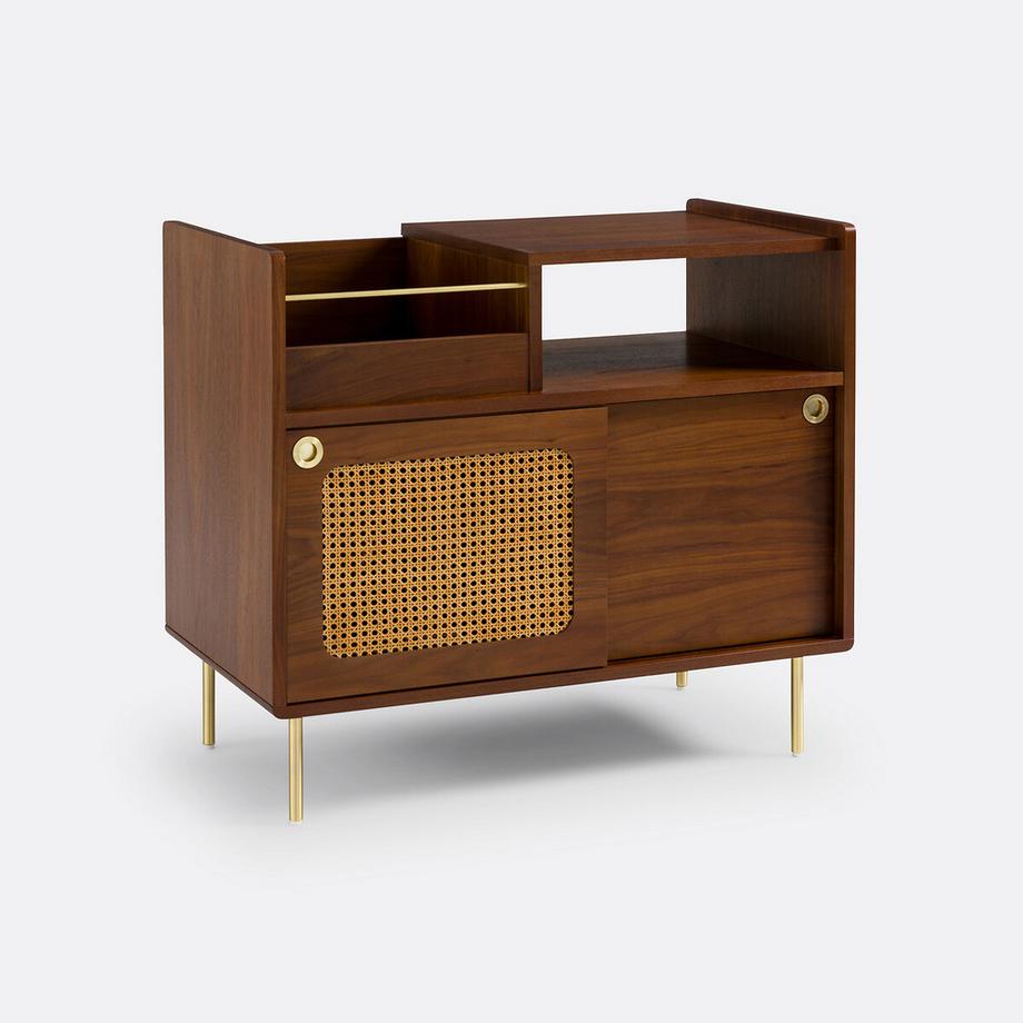 La Redoute Intérieurs Vinyl-Möbel Redpop aus Nussbaumfurnier und Rattan  