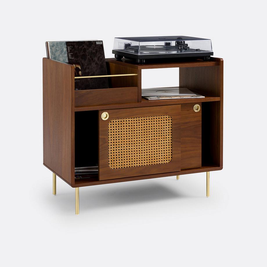 La Redoute Intérieurs Vinyl-Möbel Redpop aus Nussbaumfurnier und Rattan  