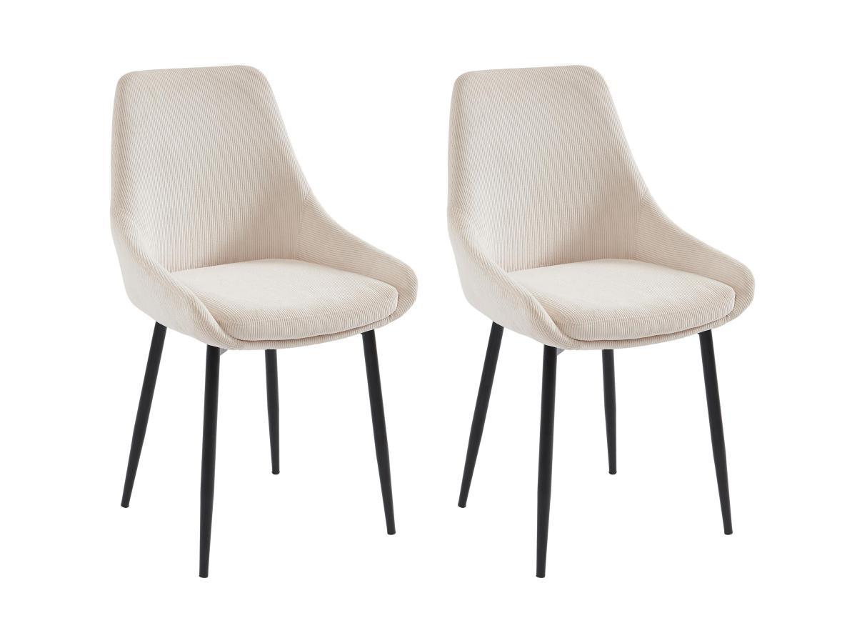 Vente-unique Lot de 2 chaises en velours côtelé et métal - Crème - MASURIE  