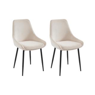 Vente-unique Lot de 2 chaises en velours côtelé et métal - Crème - MASURIE  