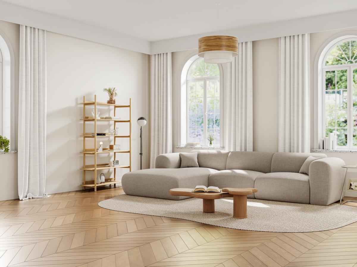 Maison Céphy Großes Ecksofa - Ecke links - melierter Stoff - Beige- POGNI von Maison Céphy  