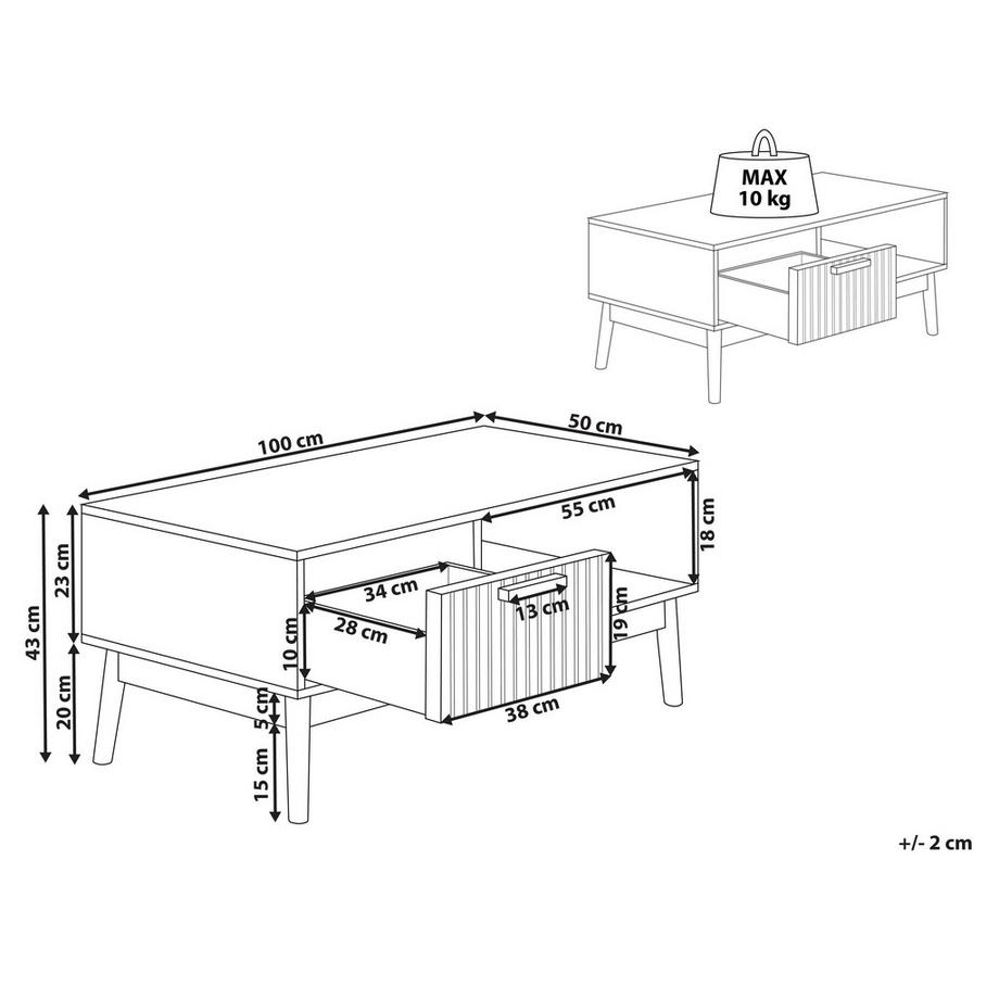 Beliani Couchtisch aus MDF-Platte Skandinavisch LYNWOOD  