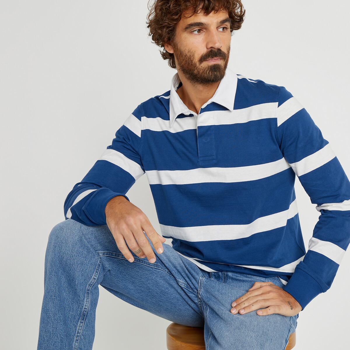 Image of Gestreiftes Poloshirt Mit Langen Ärmeln Herren 3XL