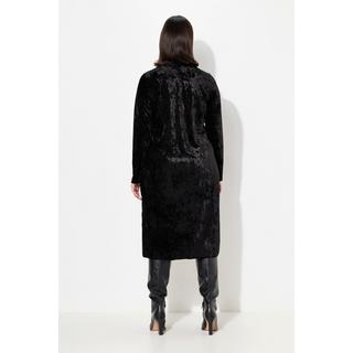 Ulla Popken Robe Maxi en Velours Coupe Slim Col Montant Manches Longues  