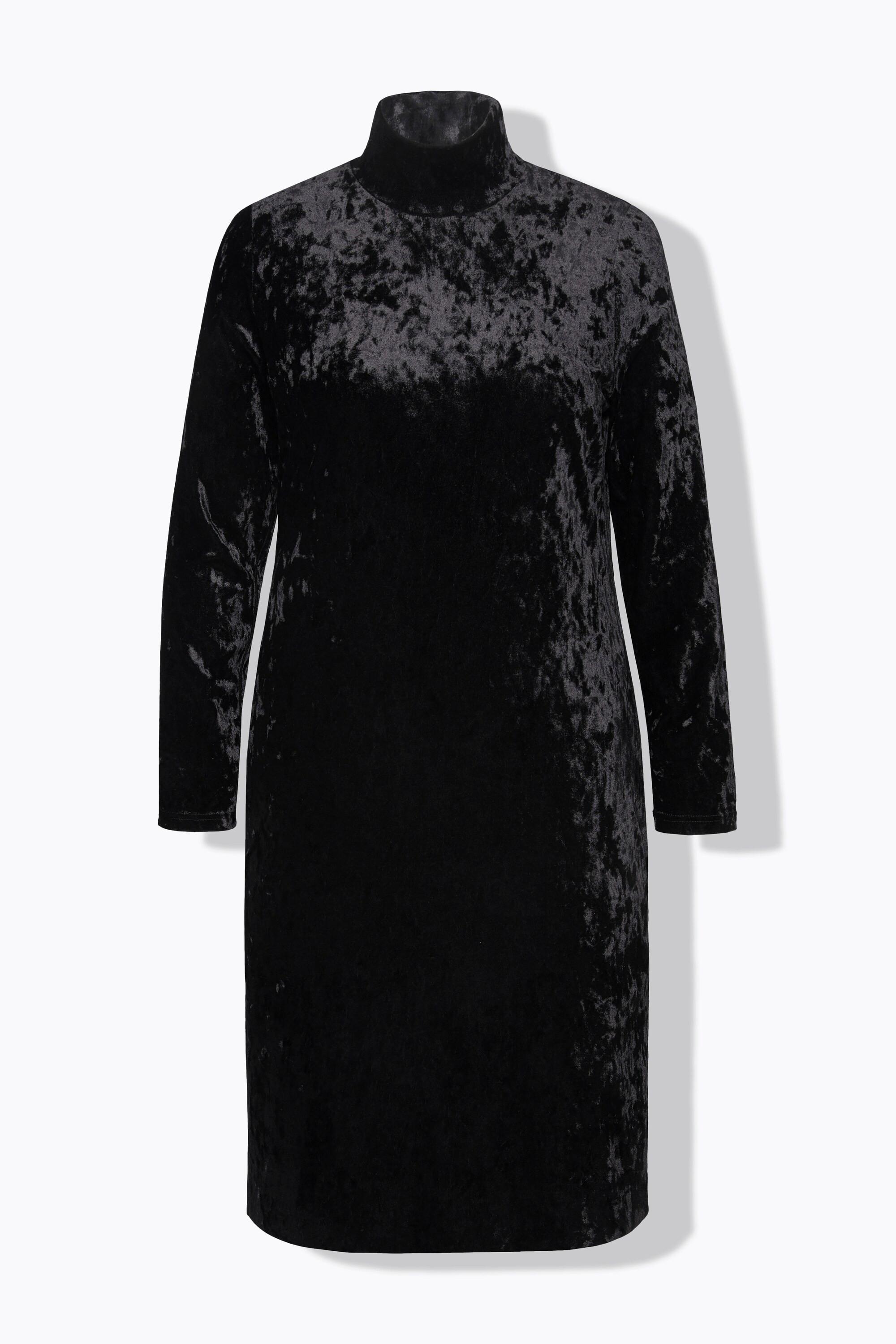 Ulla Popken Robe Maxi en Velours Coupe Slim Col Montant Manches Longues  