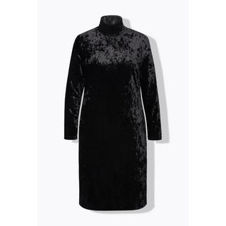 Ulla Popken Robe Maxi en Velours Coupe Slim Col Montant Manches Longues  