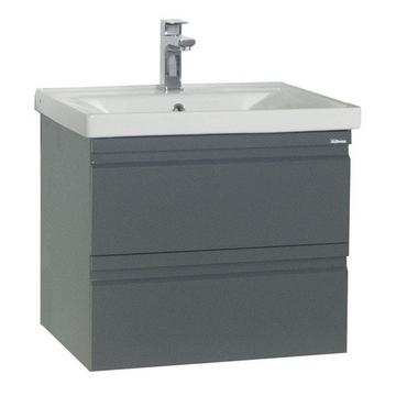 2-tlg. Waschplatz Waschtisch 60 cm Badmöbel Set Waschbecken grifflose Schublade Silora L
