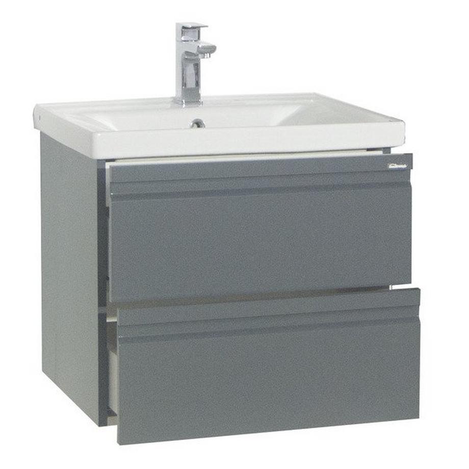 VCM 2-tlg. Waschplatz Waschtisch 60 cm Badmöbel Set Waschbecken grifflose Schublade Silora L  