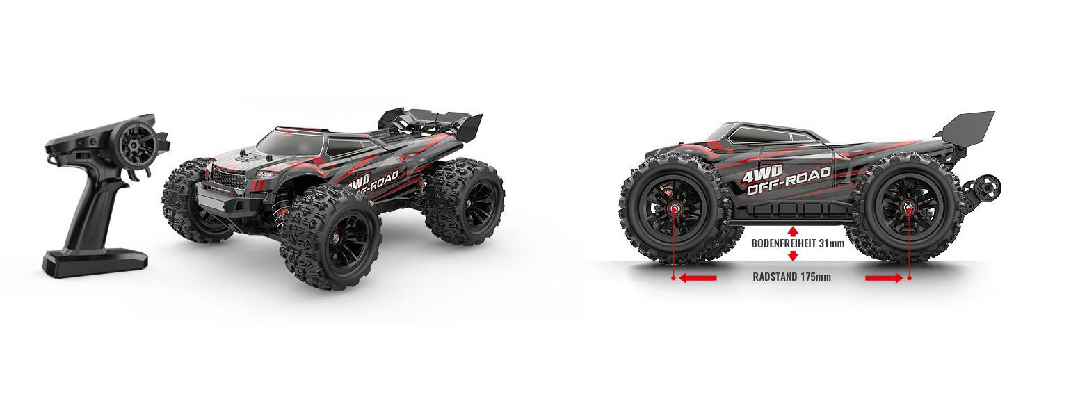 Amewi  Truggy Hyper GO Brushless 4WD, Schwarz/Rot, 1:16, RTR 