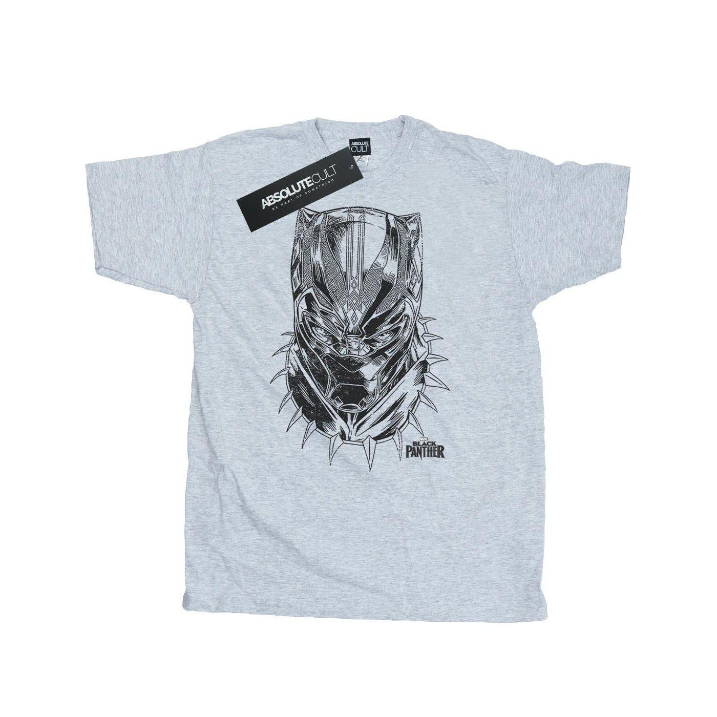 Image of Black Panther Spray Headshot Tshirt Herren Grau L