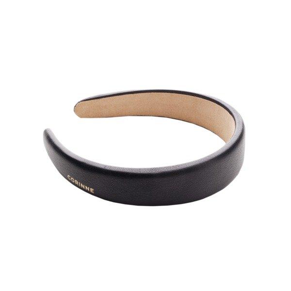 Image of Leather Diadem Wide Plain Vegan Damen Black 1 pezzo