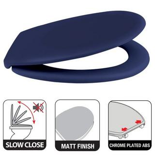 spirella Copriwater Termoindurente NEELA Blu scuro opaco - Cerniere ABS cromato  