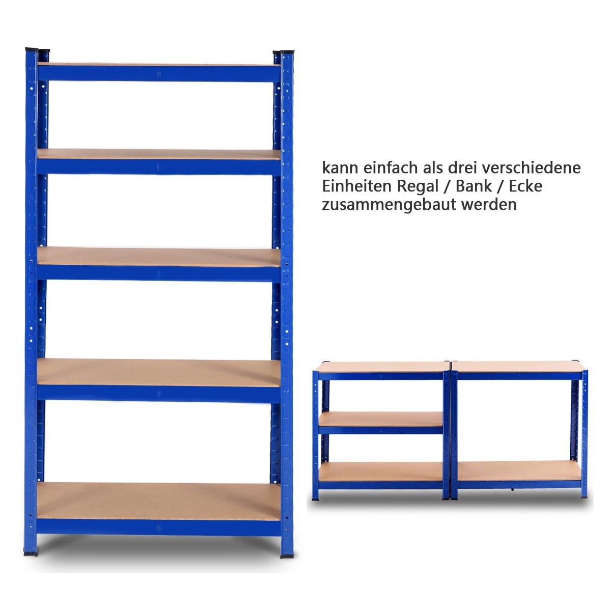 Northix 5 Ebenen Lagerregal mit Metallrahmen Metallregal bis 650kg Belastbar 75 x 30 x 150 cm Blau  