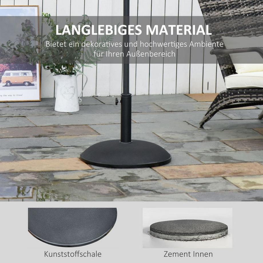 Northio Pied De Parasol Pied De Parasol Pied De Parasol 25Kg Acier + Ciment Noir ∅49 X 37 Cm  