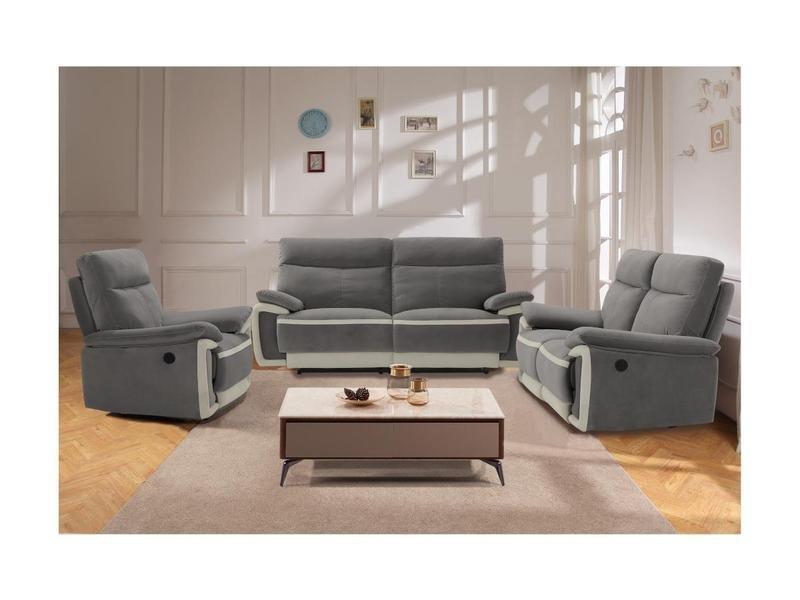 Vente-unique Couchgarnitur mit elektrischer Relaxfunktion 3+2+1 Samt METTI  