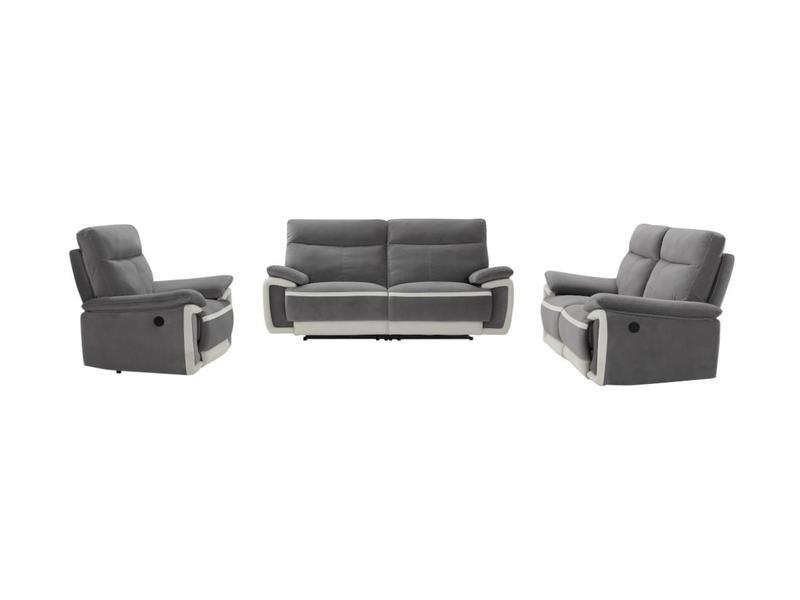 Vente-unique Couchgarnitur mit elektrischer Relaxfunktion 3+2+1 Samt METTI  