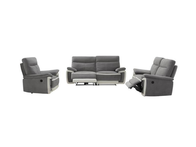 Vente-unique Couchgarnitur mit elektrischer Relaxfunktion 3+2+1 Samt METTI  