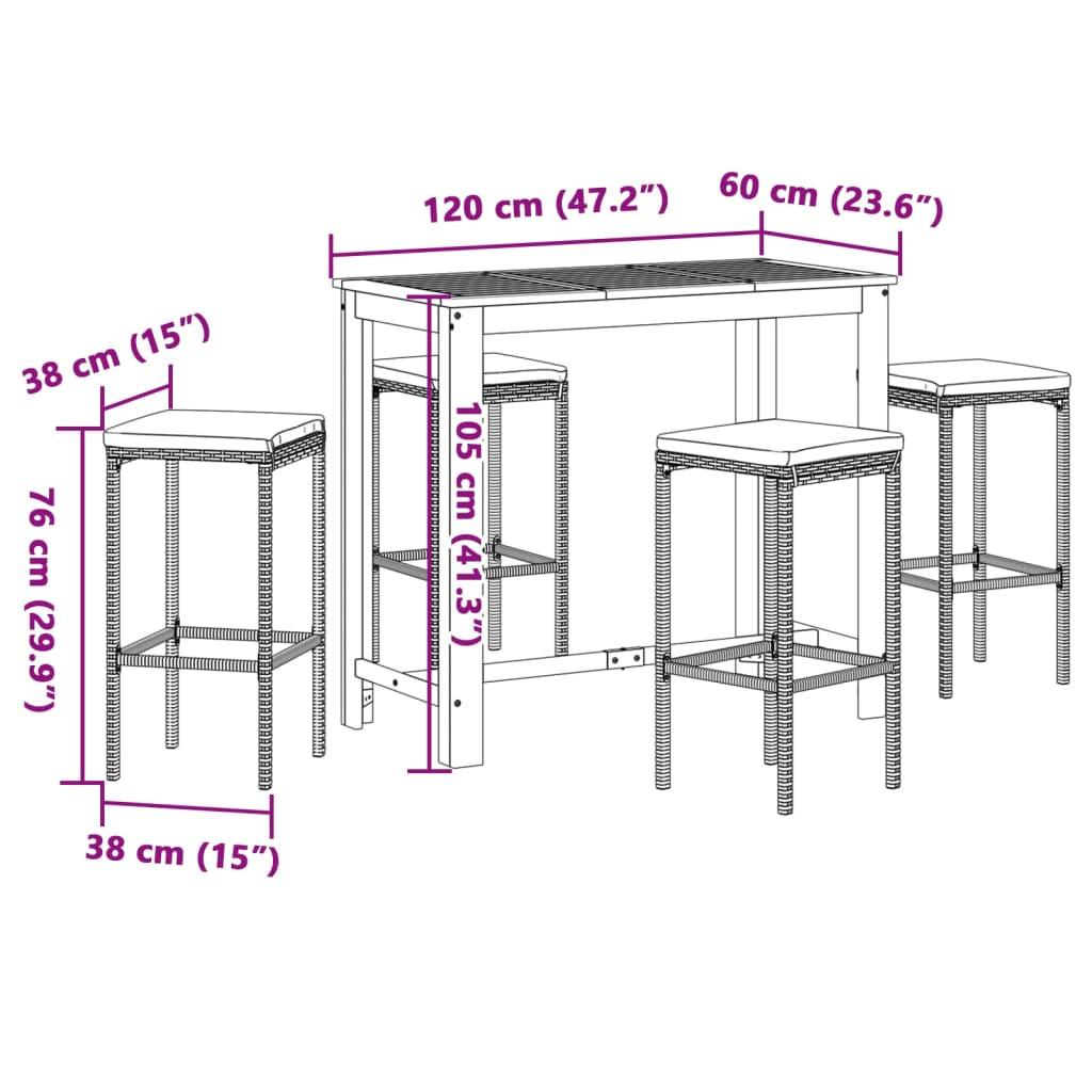 VidaXL set da bar per giardino Polirattan  