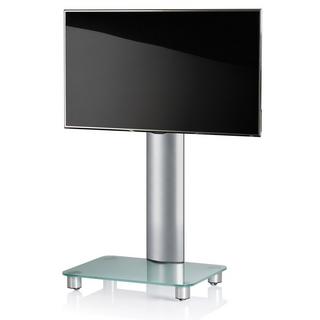 VCM TV Standfuß | Alu Fernseh Ständer | rollbar | ESG-Sicherheitsglas | Maße ca. H. 100 x B. 60 x T. 44 cm - Bilano  