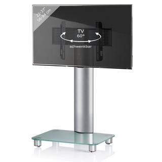 VCM TV Standfuß | Alu Fernseh Ständer | rollbar | ESG-Sicherheitsglas | Maße ca. H. 100 x B. 60 x T. 44 cm - Bilano  