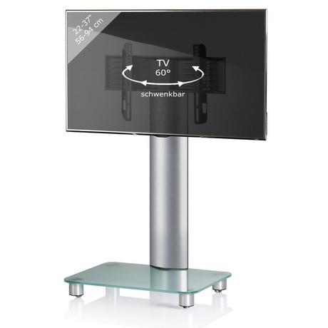 VCM TV Standfuß | Alu Fernseh Ständer | rollbar | ESG-Sicherheitsglas | Maße ca. H. 100 x B. 60 x T. 44 cm - Bilano  