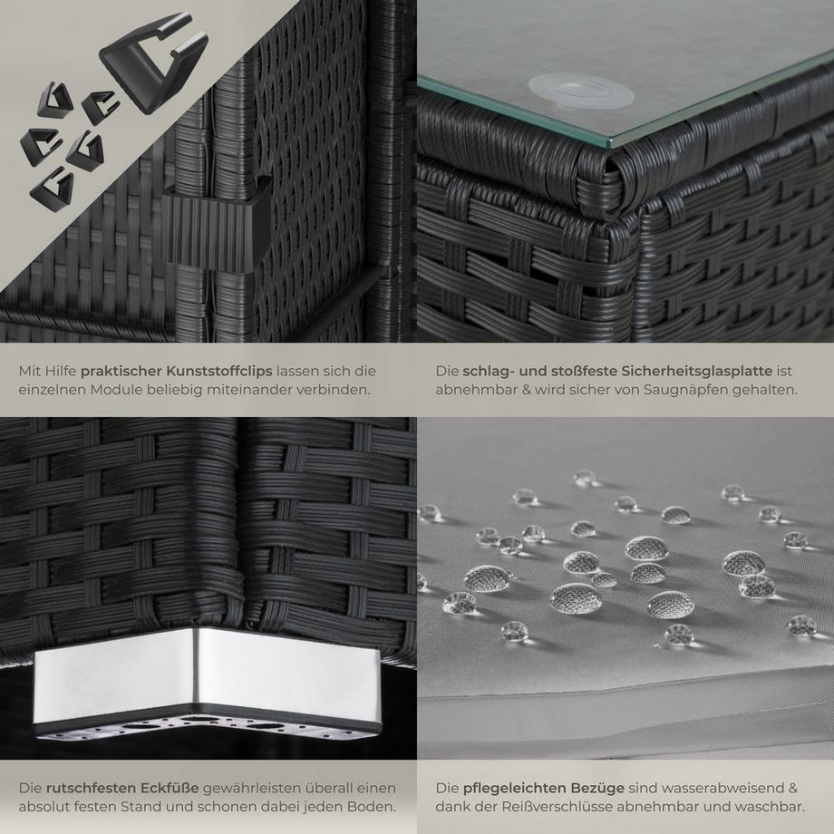 Tectake Canapé de jardin lounge en rotin VENISE pour 6 à 7 personnes  