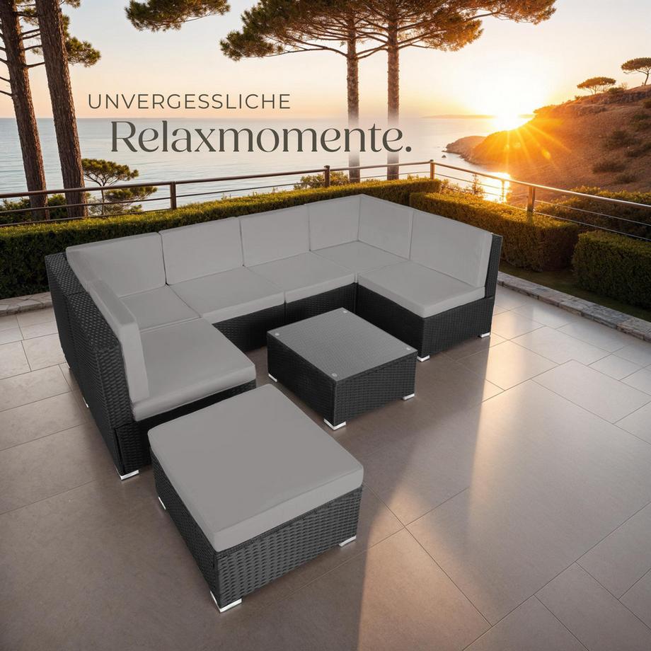 Tectake Canapé de jardin lounge en rotin VENISE pour 6 à 7 personnes  