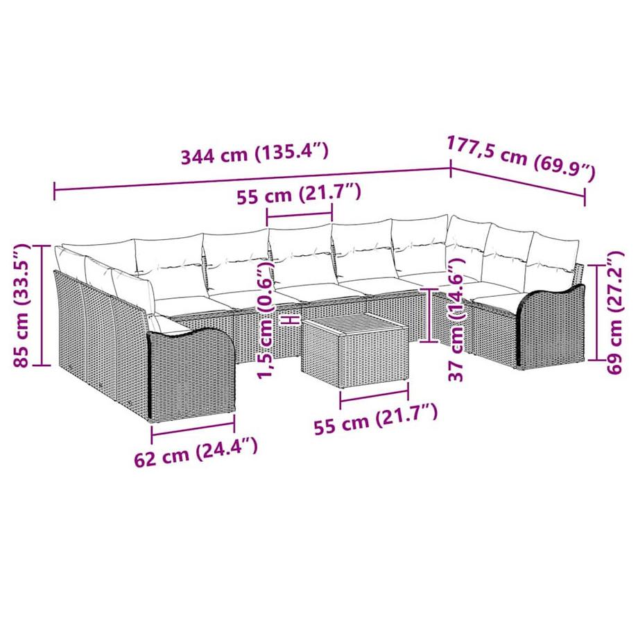 VidaXL Set Divano da Giardino Polyrattan  