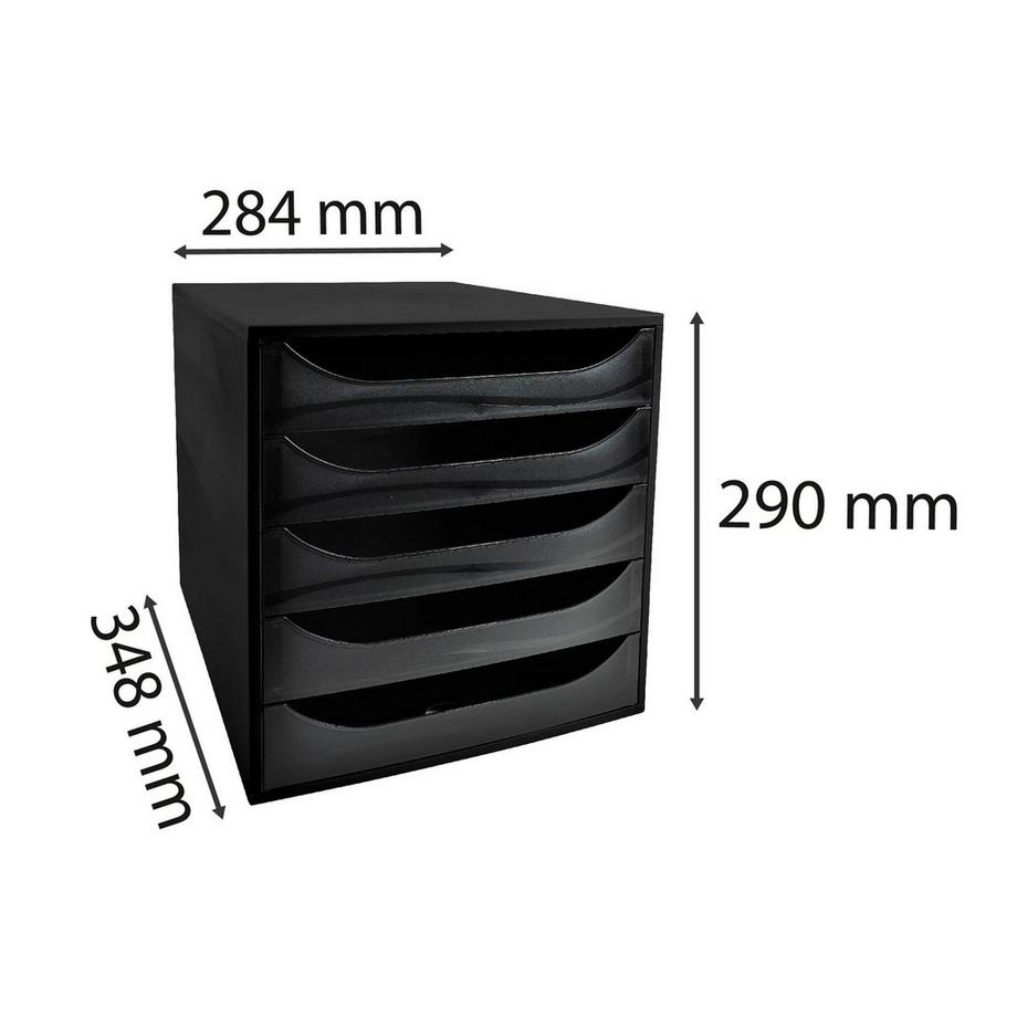 Exacompta Module de classement Ecobox+ Ecoblack 5 tiroirs  