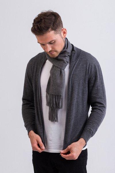 CASH-MERE.CH Écharpe unie à franges  