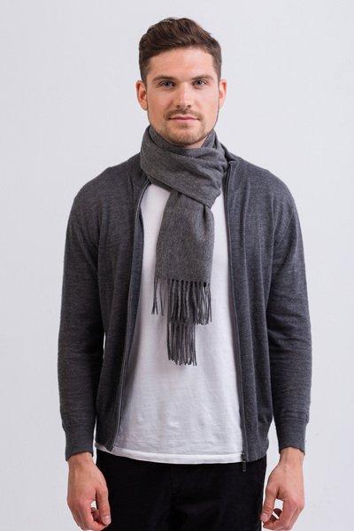 CASH-MERE.CH Écharpe unie à franges  