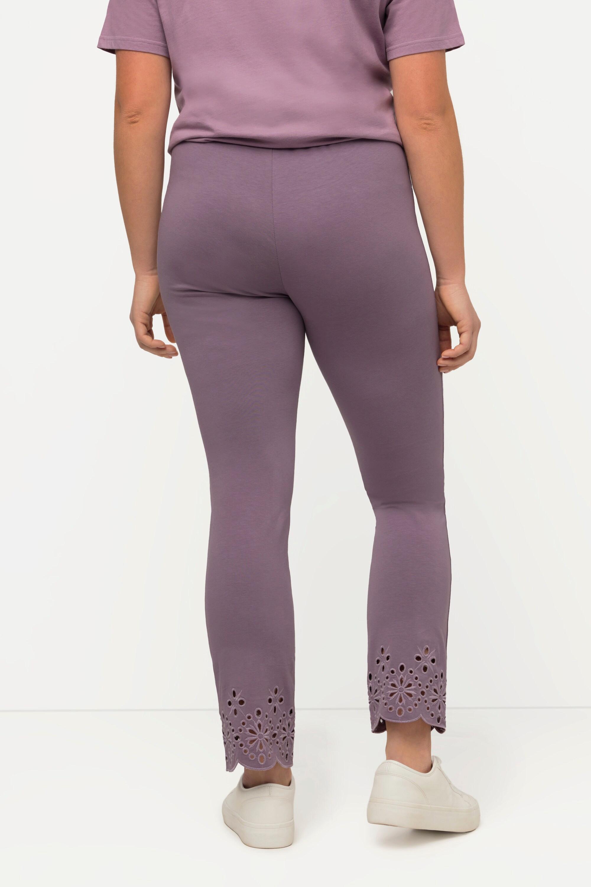 Ulla Popken  Leggings di jersey in cotone biologico con pizzo ricamato 