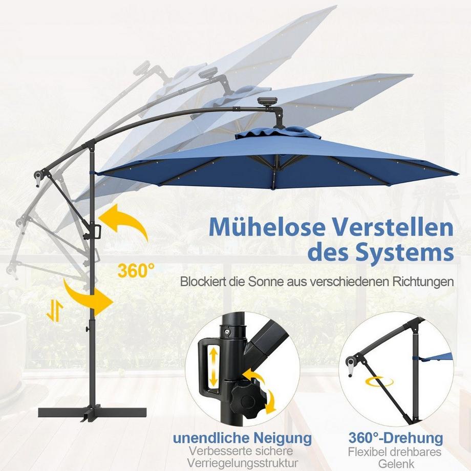 Northix Ombrellone solare a LED da giardino  