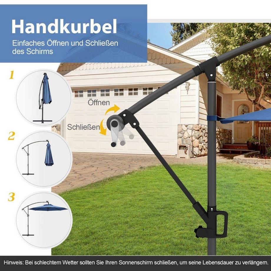Northix Ombrellone solare a LED da giardino  