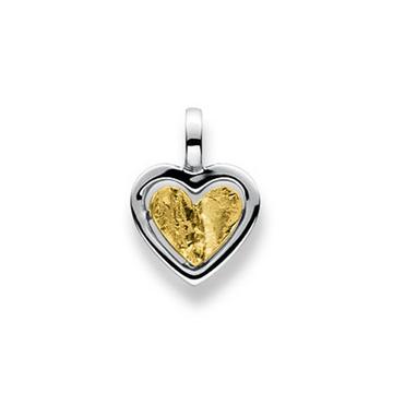 Pendentif coeur bicolore jaune/blanc or 750, 16x12mm