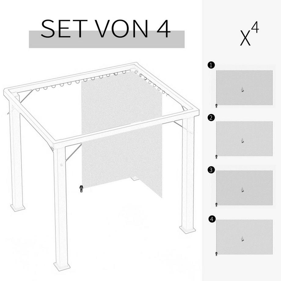 Northio 4 Panneaux Latéraux Pour Tonnelle 3X3M, Avec Crochets, Parois Latérales, Polyester, Beige, 302X205Cm  