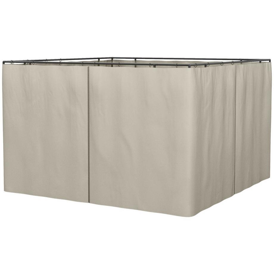 4 Seitenteile Für 3X3M Pavillon, Mit Haken, Seitenwände, Polyester, Beige, 302X205Cm