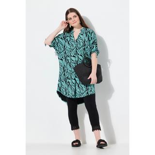 Ulla Popken Tunica in jersey Stampa giungla Collo alto Mezze maniche Cotone biologico  