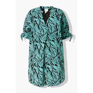 Ulla Popken Tunica in jersey Stampa giungla Collo alto Mezze maniche Cotone biologico  