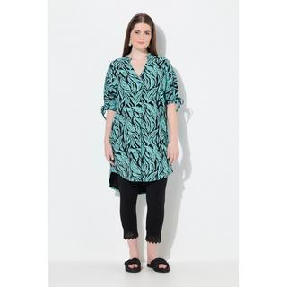 Ulla Popken Tunica in jersey Stampa giungla Collo alto Mezze maniche Cotone biologico  