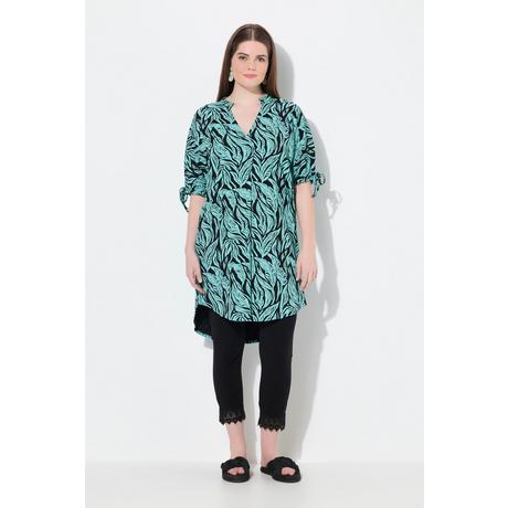 Ulla Popken Tunica in jersey Stampa giungla Collo alto Mezze maniche Cotone biologico  