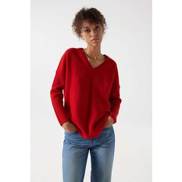Pullover V Neck Ribbed Knit Sweater