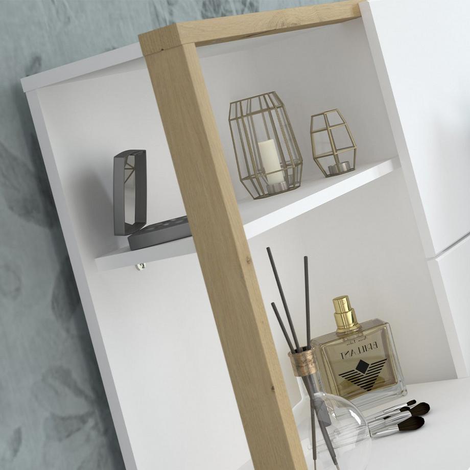 Vente-unique Testata letto con comodini Bianco e Rovere MISTA  