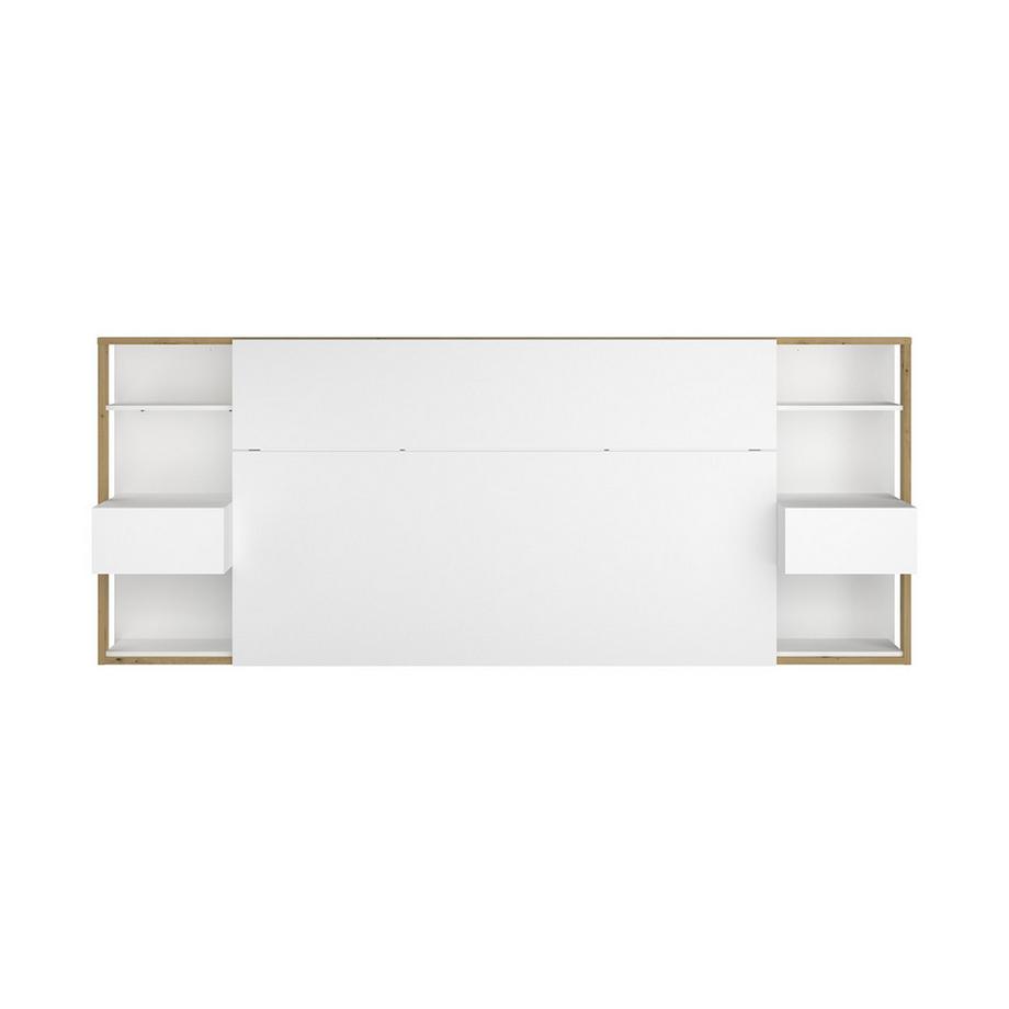 Vente-unique Testata letto con comodini Bianco e Rovere MISTA  